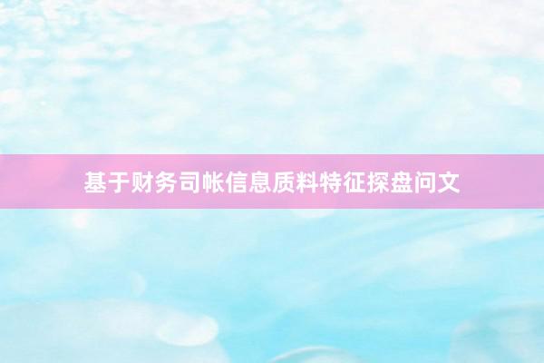 基于财务司帐信息质料特征探盘问文